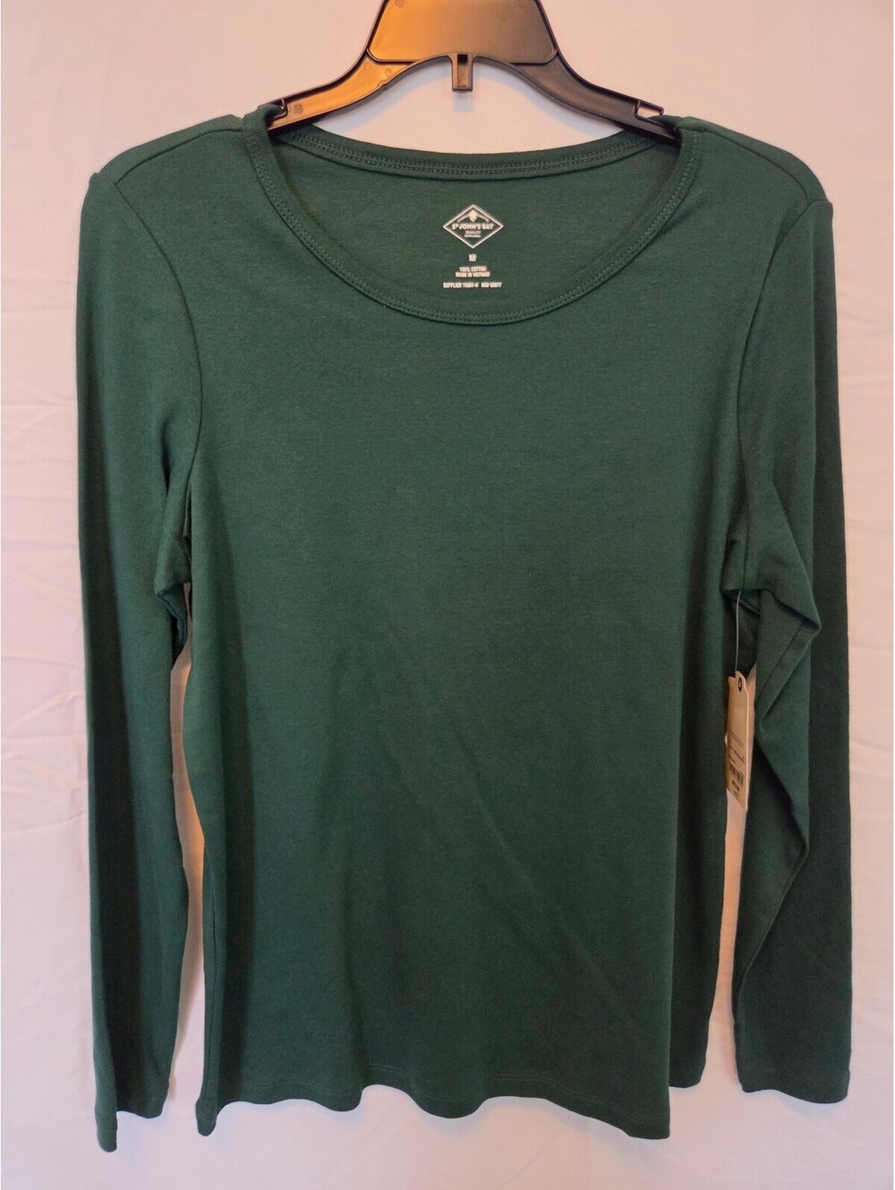 St. John's Bay Women's Long Sleeve Crew Neck T-Shirt, Medium, Plaza Green, 100%